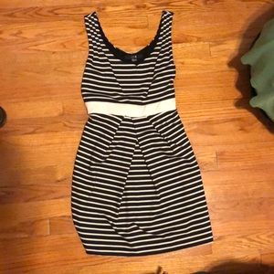 Black and white striped dress